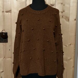 Madewell Brown Pom-Pom Sweater